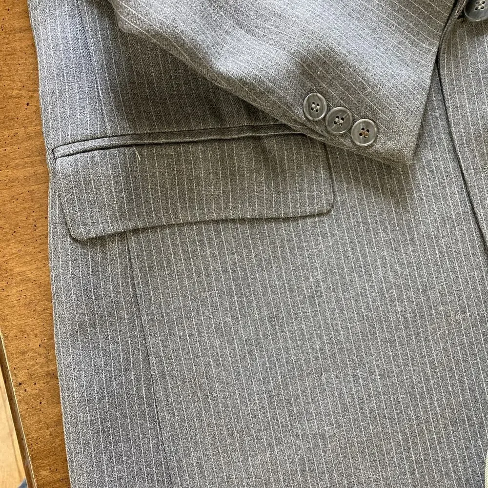 Levi's Action Mens Vtg Suit Sz 44L 36X30 Gray‎ Pinstripe 70s Retro Single Vented